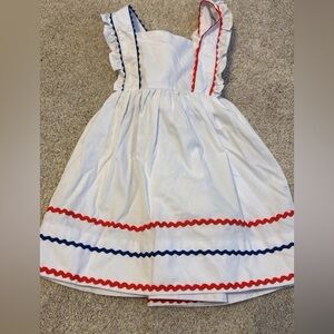 White Kids Dress with Red and Blue Accents
